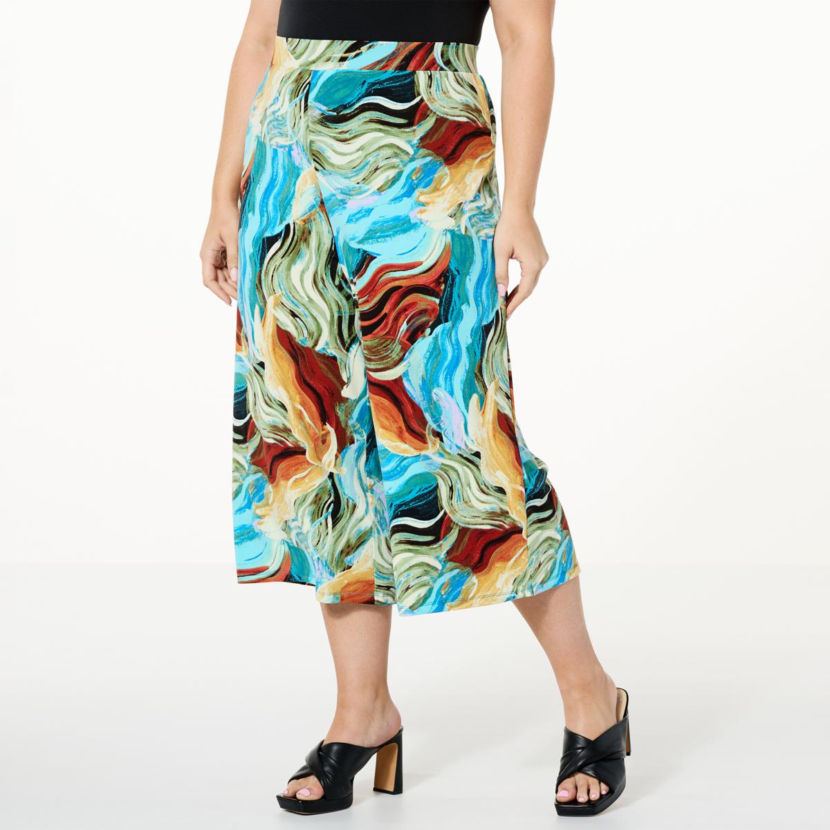 Antthony Printed Pull On Jersey Knit Gaucho Pant Hsn