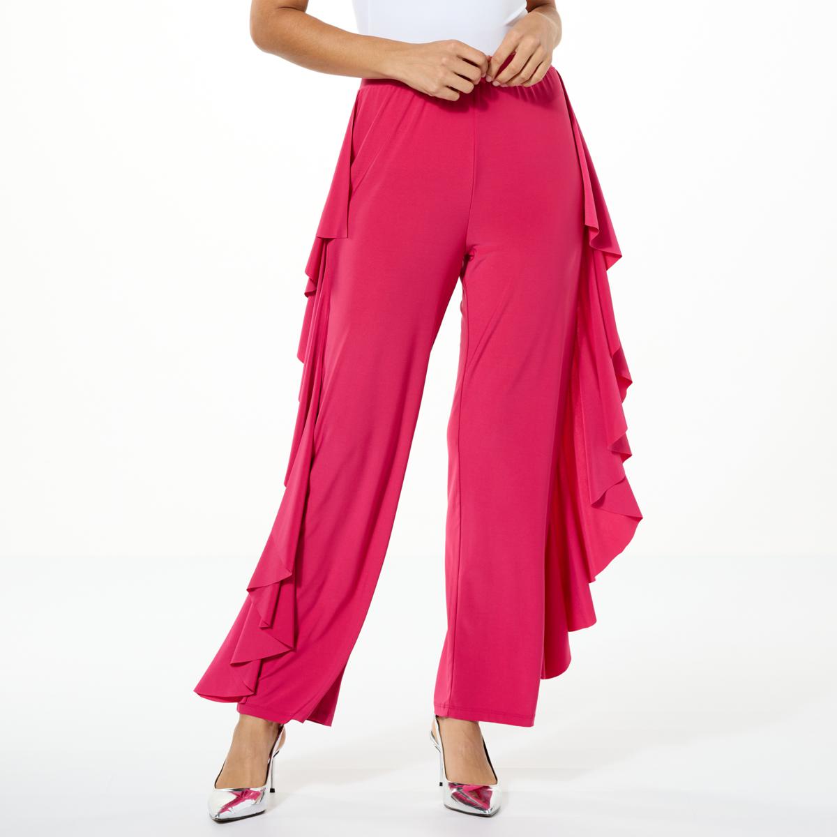 Antthony Studio Stretch Knit Ruffled Pull On Pant Hsn