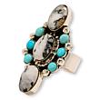 Chaco Canyon Buffalo Howlite, Sleeping Beauty Turquoise Elongated Ring