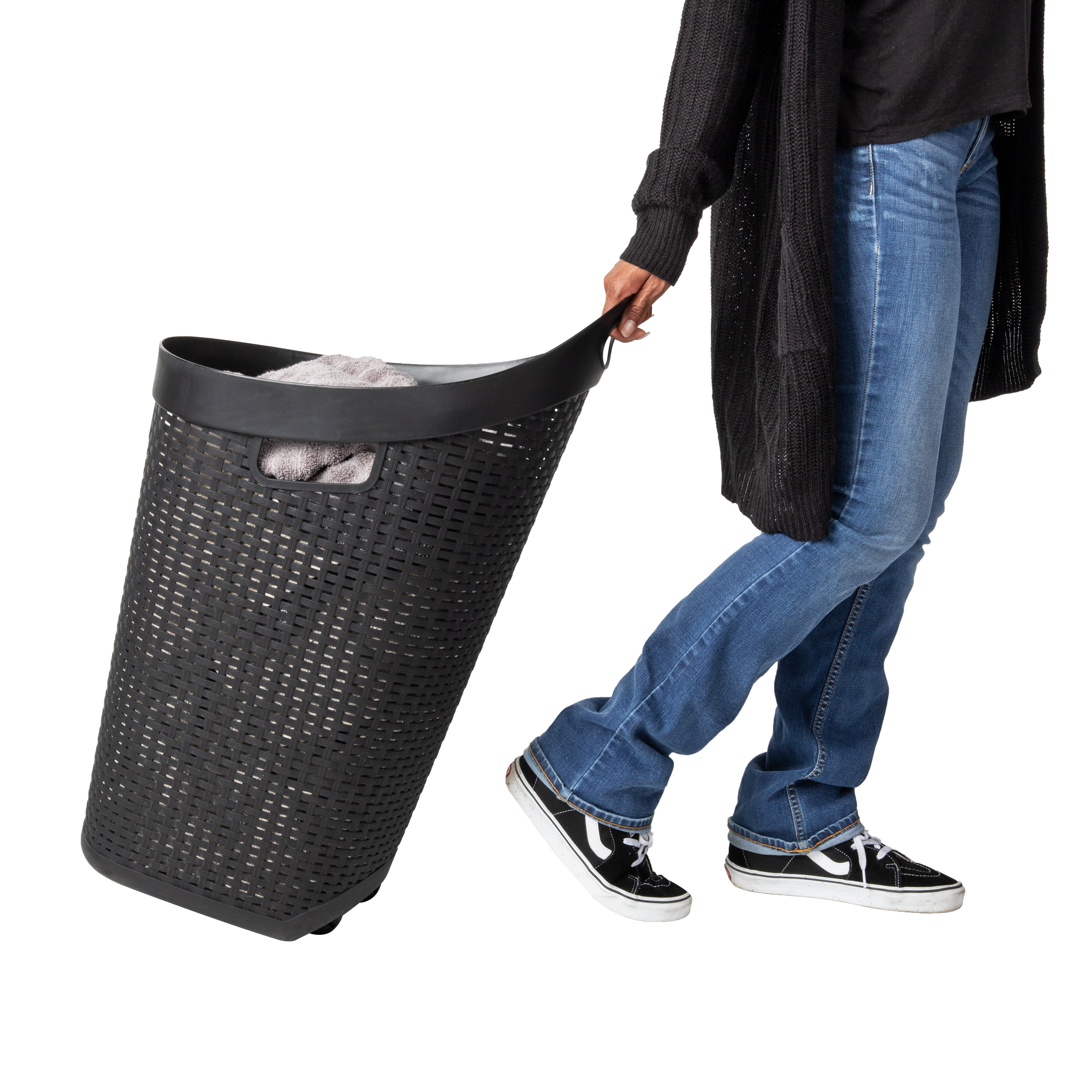 Mind Reader Rolling Laundry Basket with Cutout Handle 20164655 HSN