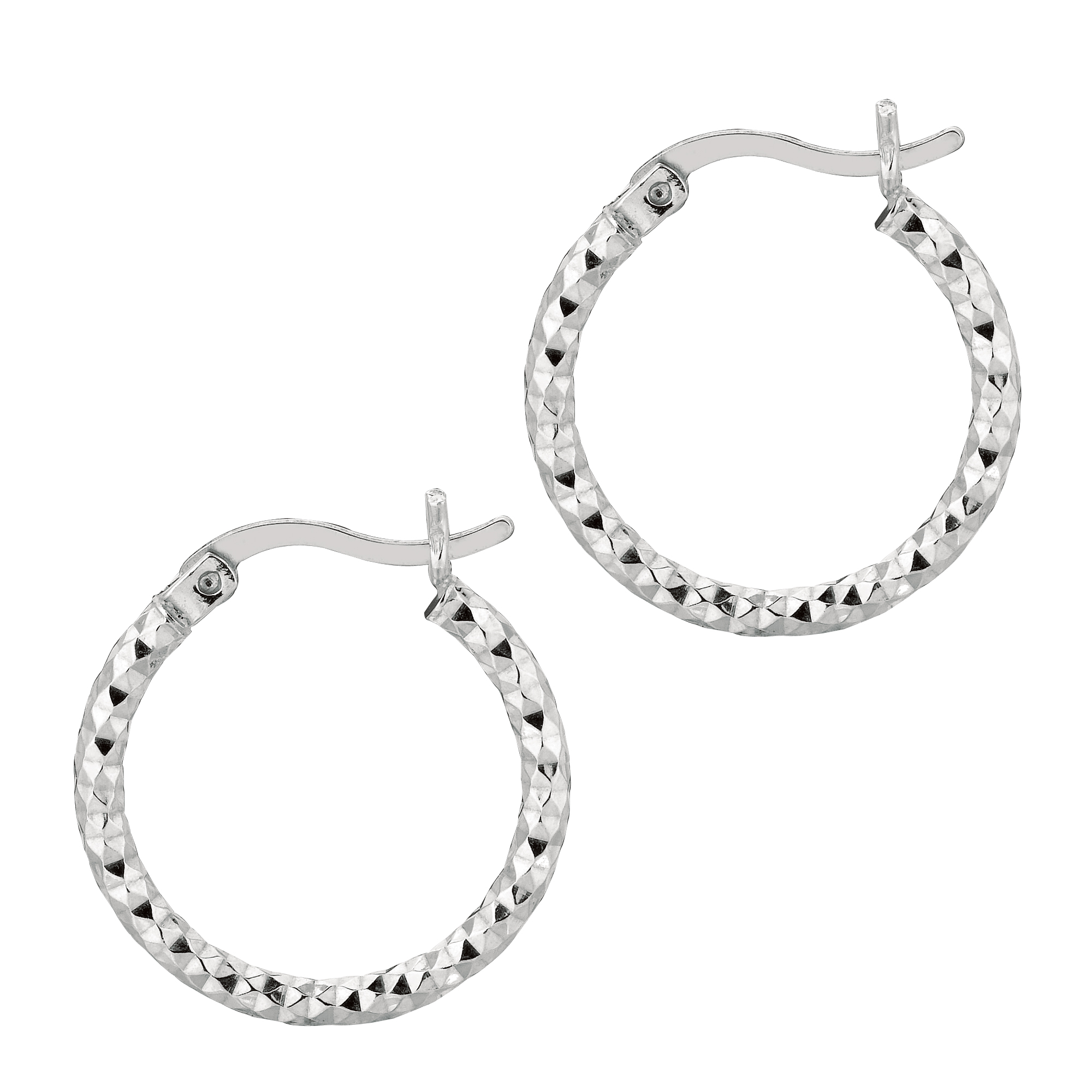 Sterling Silver Polished and Diamond-Cut Round Hoop Earrings - 9/16 ...