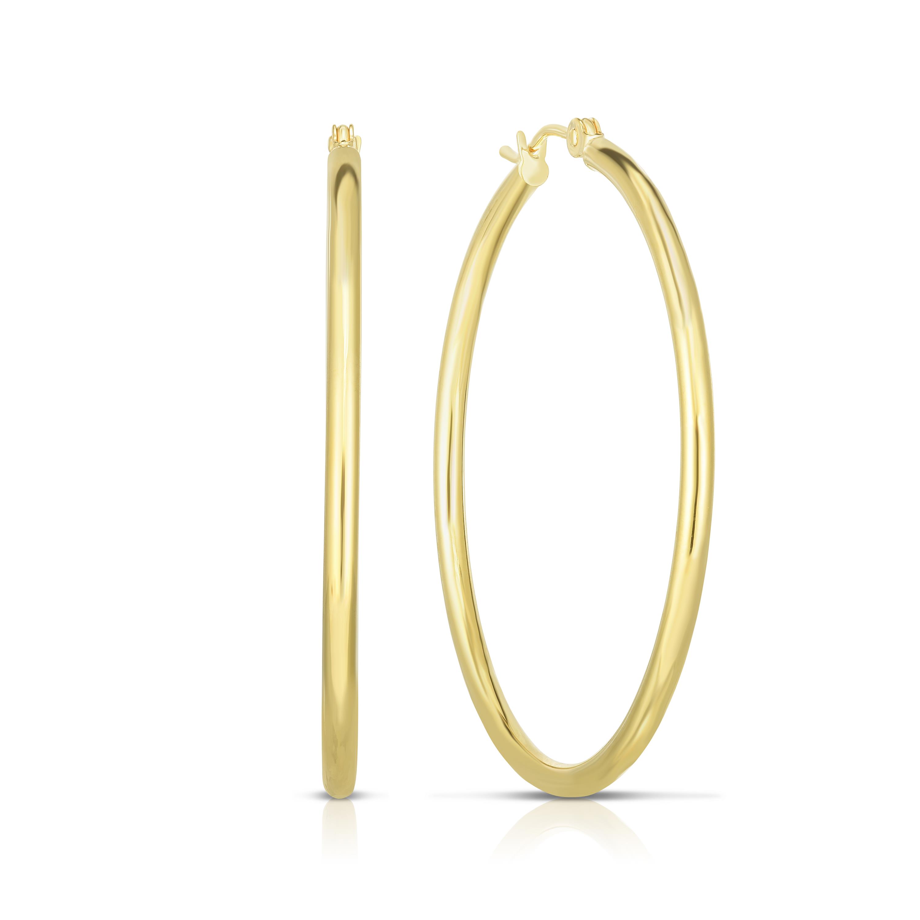 14K Yellow Gold 40mm Polished Hoop Earrings 20230499 HSN
