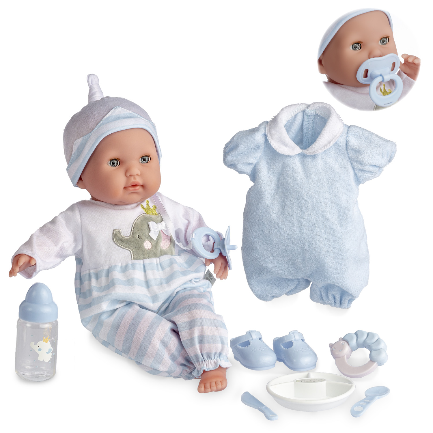 JC Toys Berenguer Boutique 15" Soft Body Boy Baby Doll Gift Set