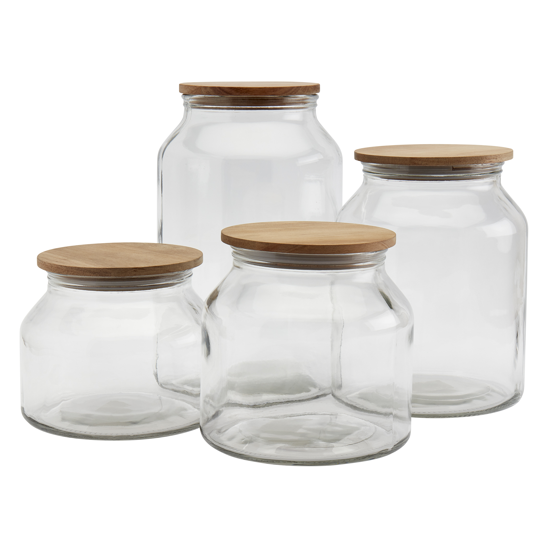 Mason Craft And More 4pc European Glass Canister With Acacia Wood Lids    ~20340024w 