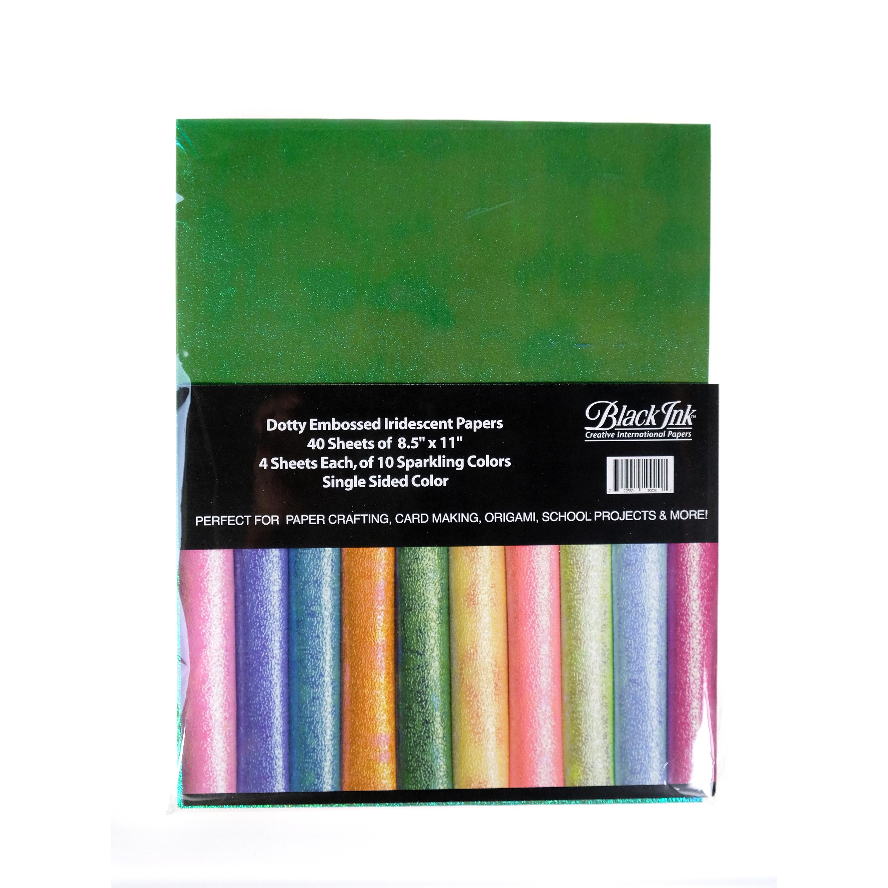 Black Ink Dotty Embossed Iridescent Paper Pack, Assorted 40 Sheets
