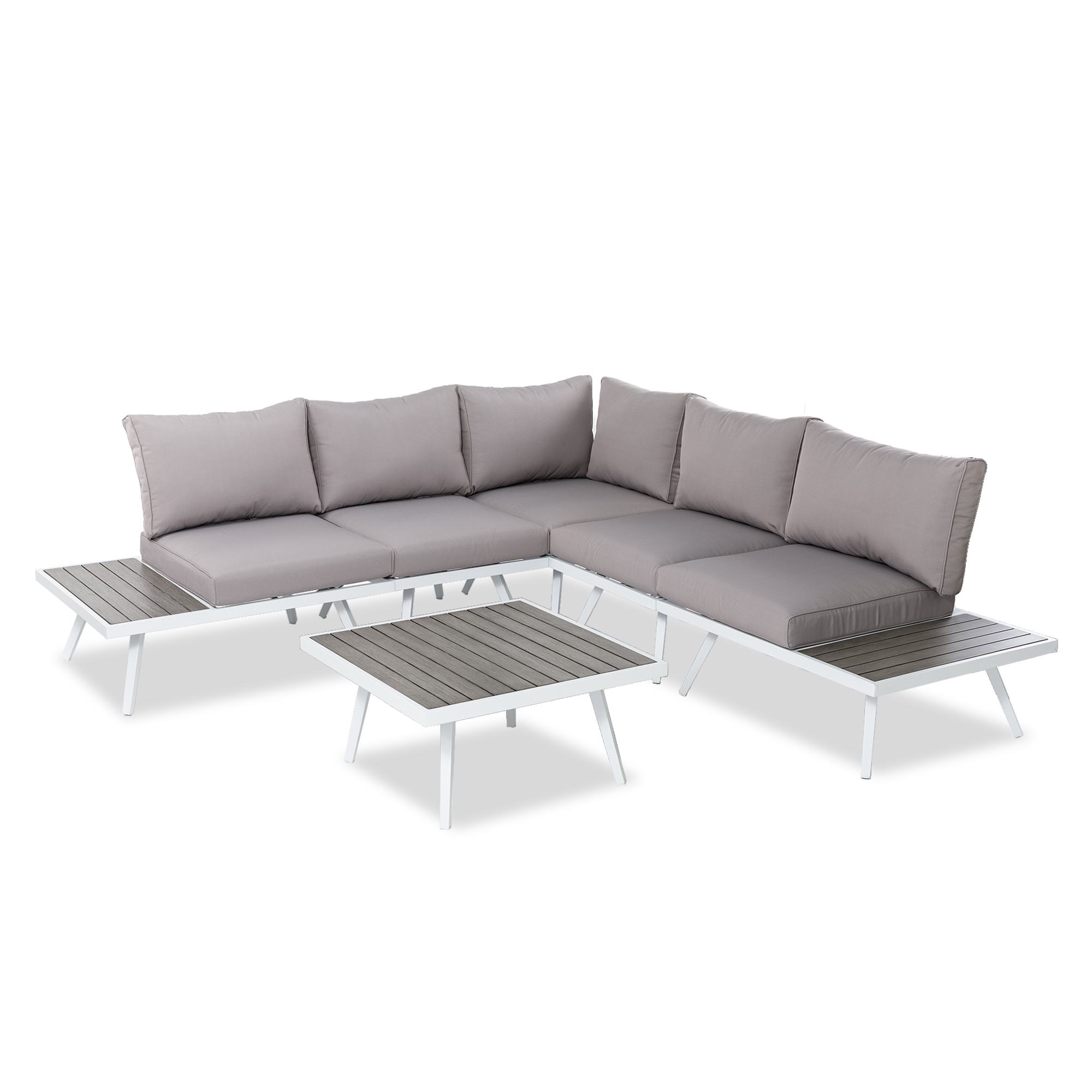 Glitzhome Outdoor Aluminum Sectional Sofa Set with Cushions 6 Piece