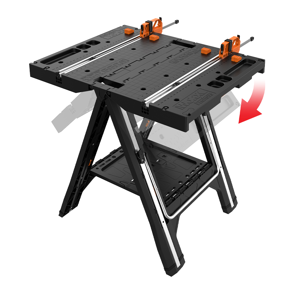 Worx Pegasus Work Table & Sawhorse with Quick Clamps and Holding Pegs ...