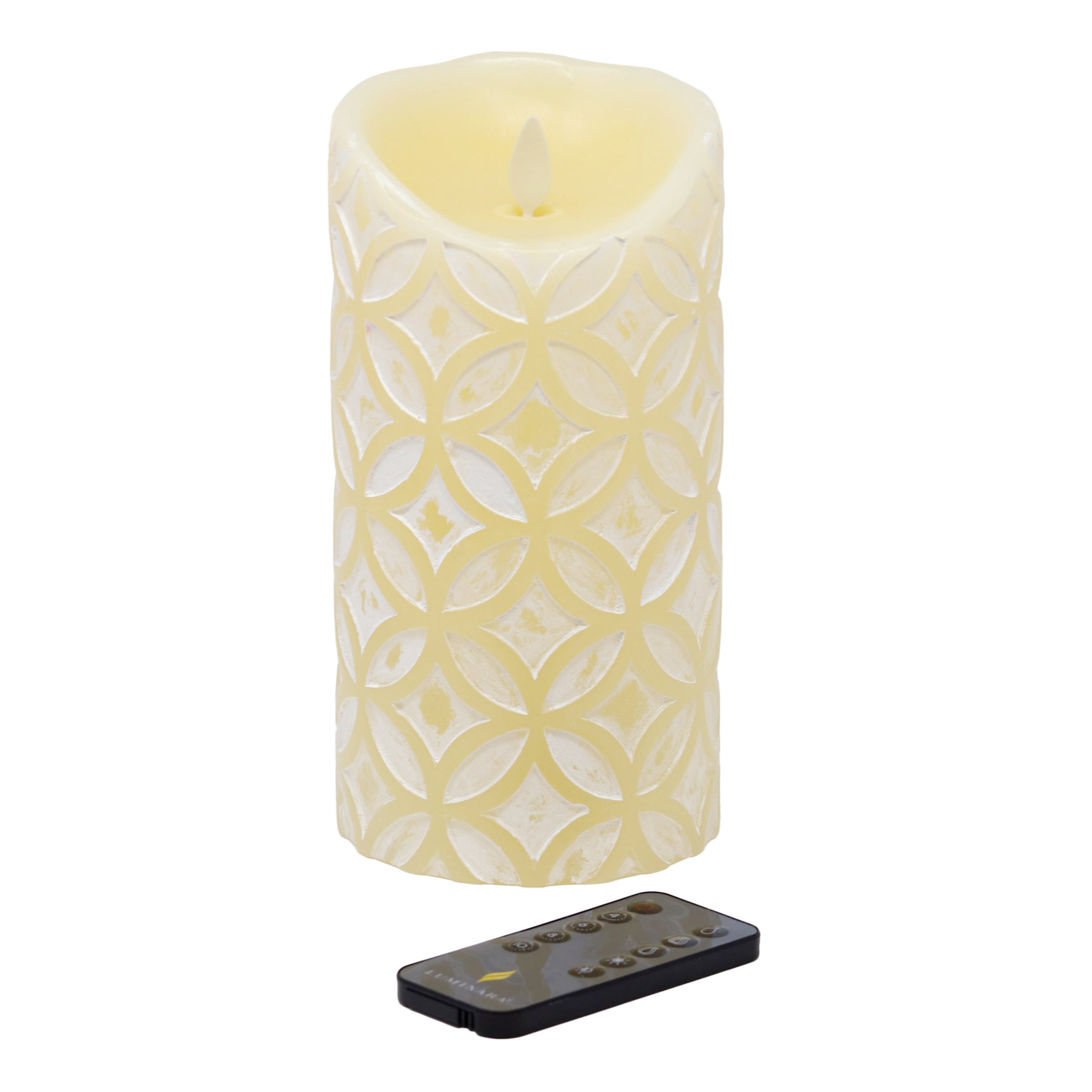 Luminara 7inch Medallion Embossed Flameless Candle 22141409 HSN