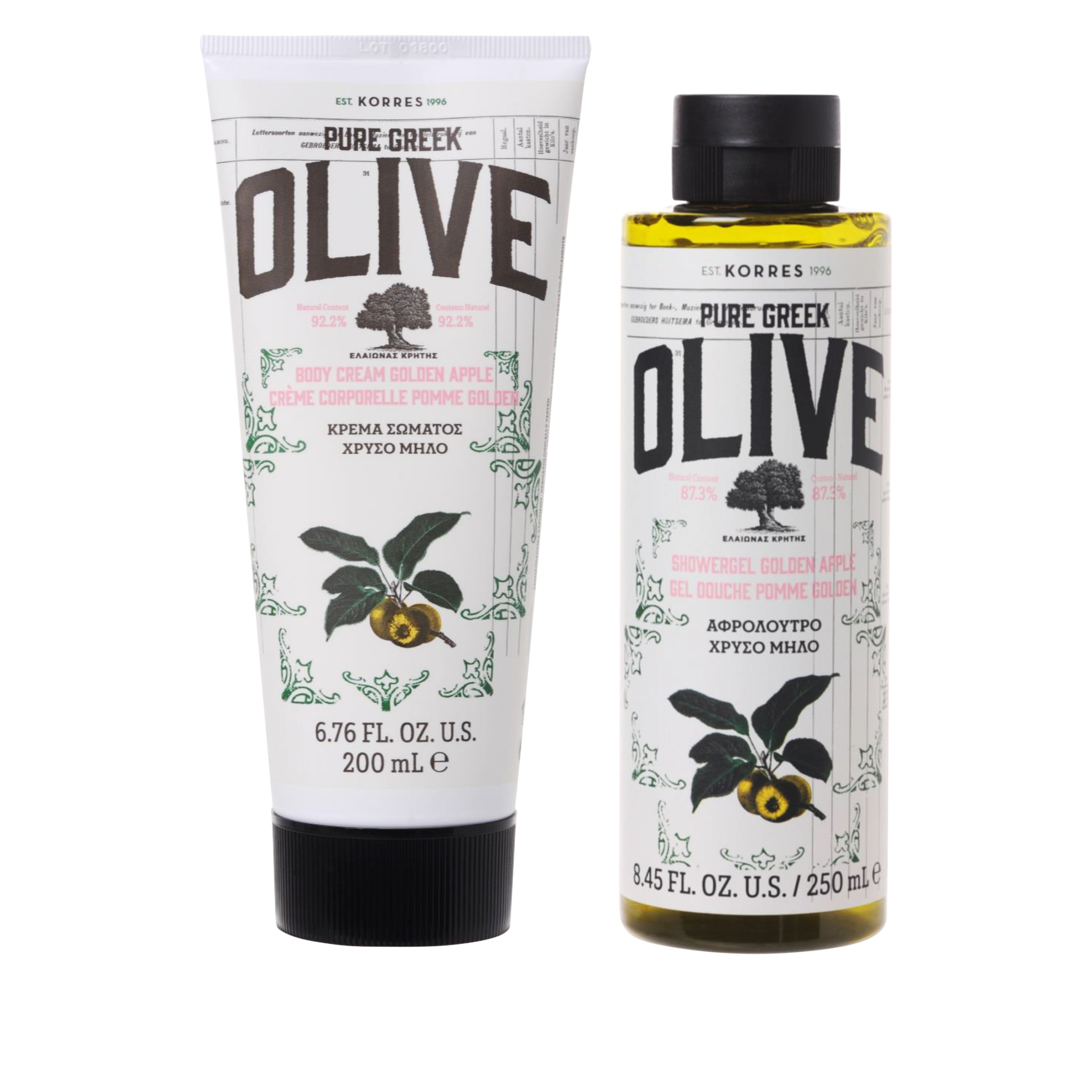 Korres Olive Oil & Golden Apple Shower Gel and Body Cream 9003011 HSN