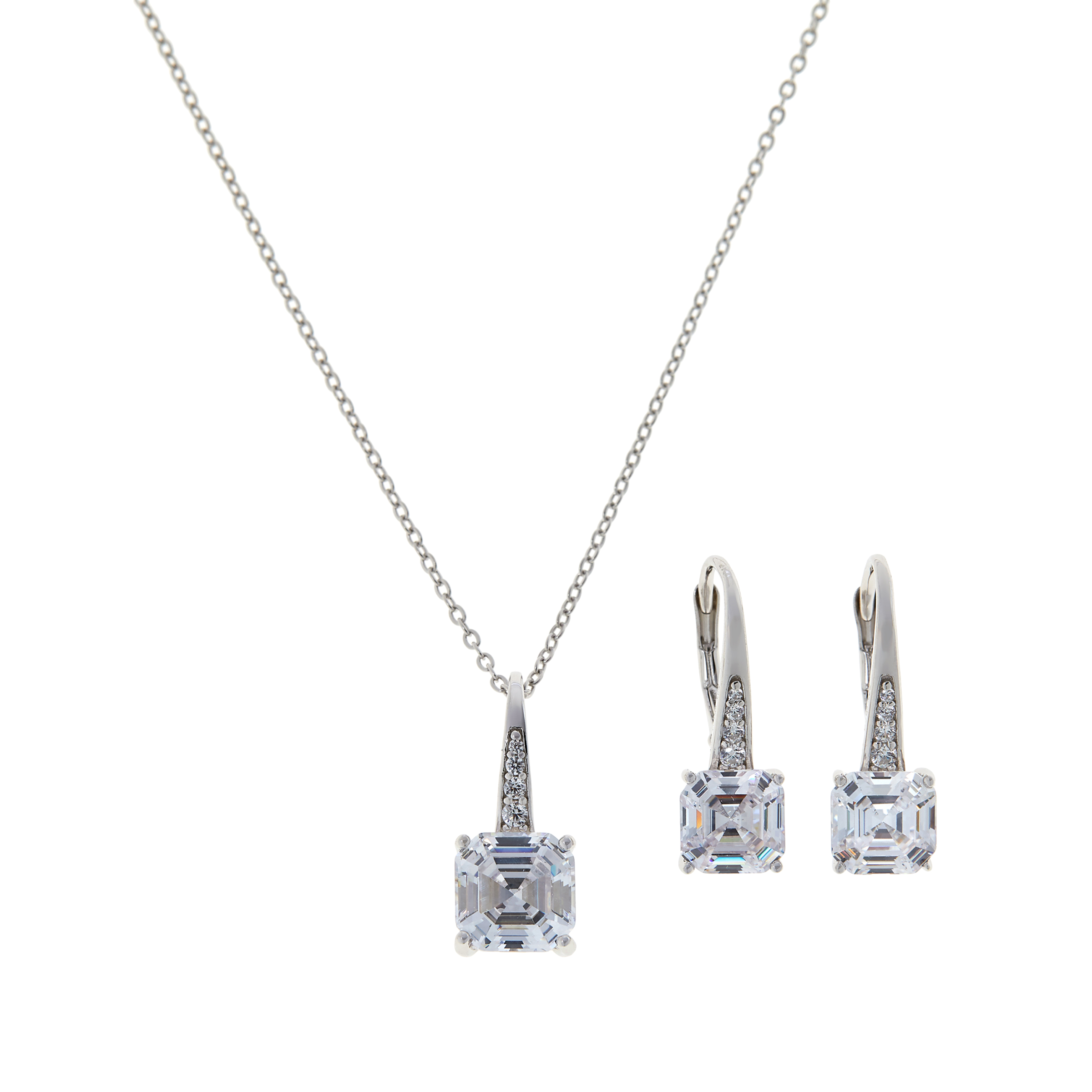 Absolute™ Cubic Zirconia Pavé Pendant and Drop Earrings Set 9471600 HSN