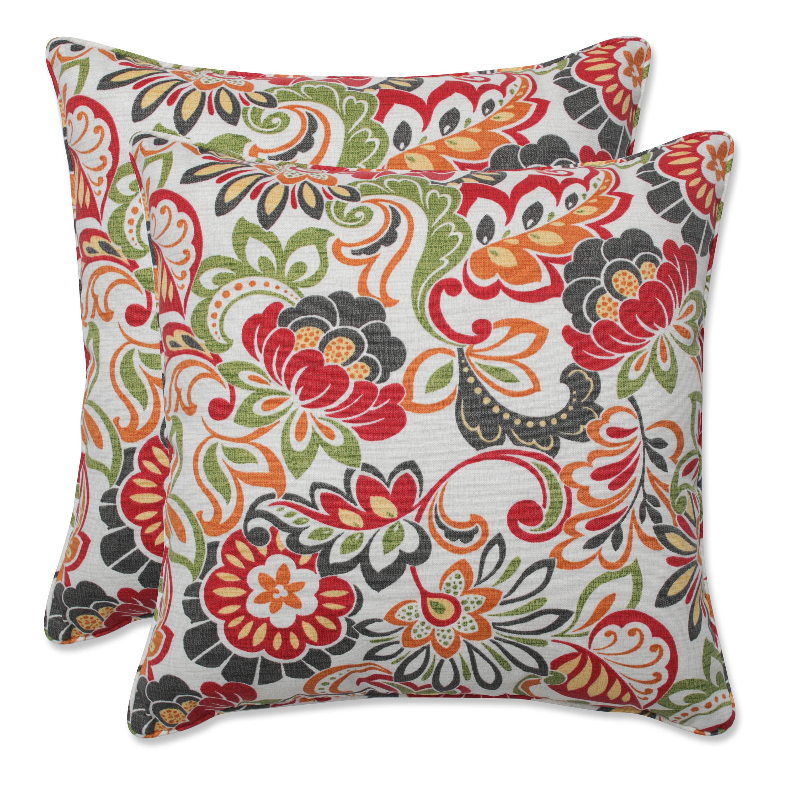 Pillow Perfect Set of 2 Zoe Square Corded Throw Pillows Multi