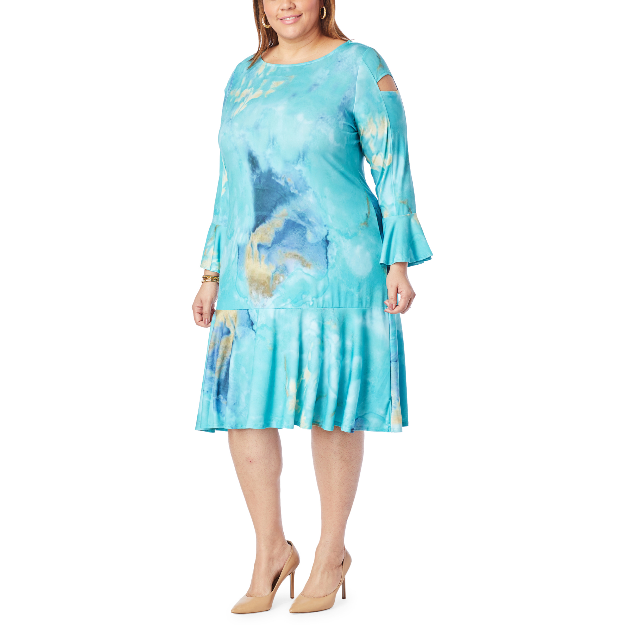 Antthony Printed Cold Shoulder Dress 20152189 Hsn