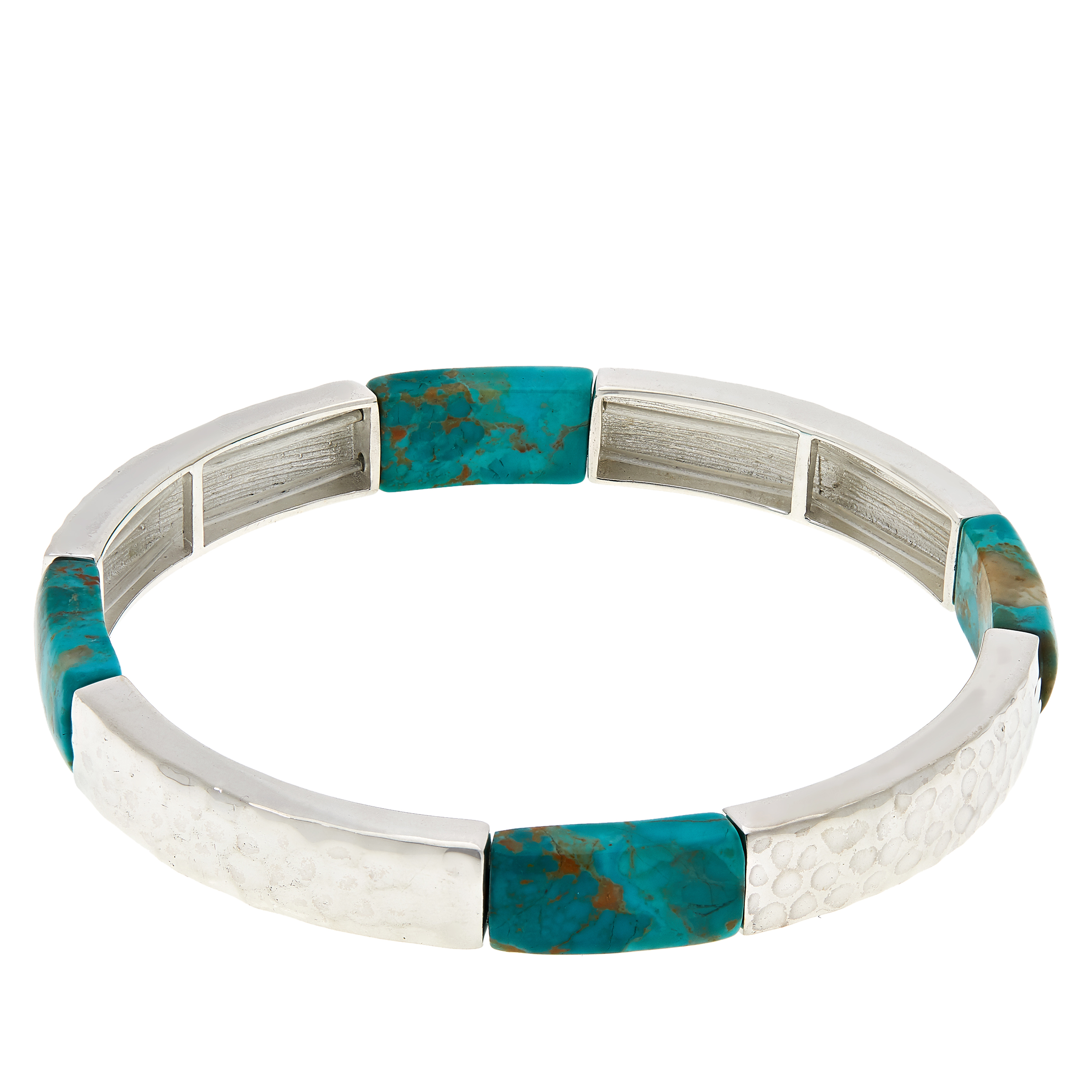 Jay King Sterling Silver and Turquoise Stretch Bracelet 20278257 HSN