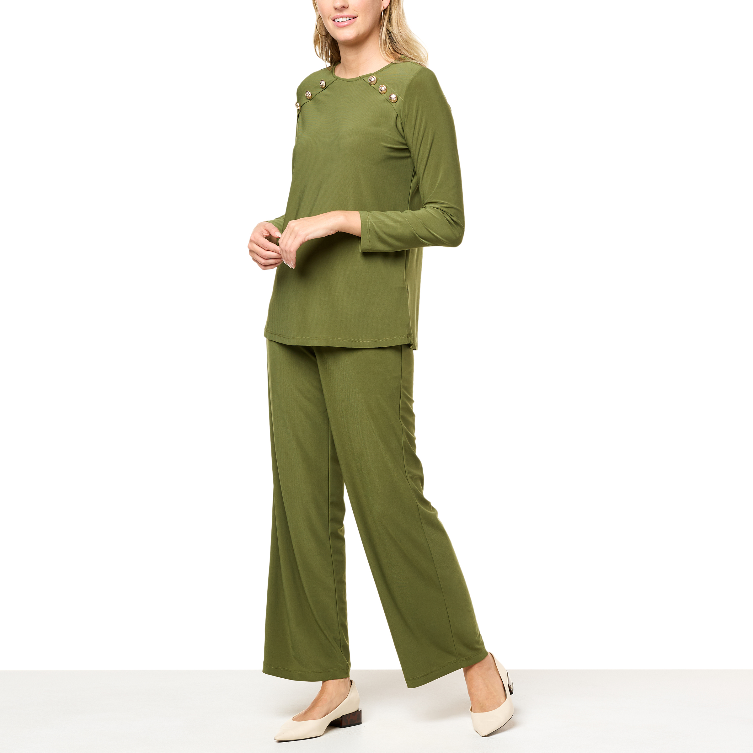 Antthony 2-piece Buttoned Shoulder Top and Pant Set - 20620889 | HSN