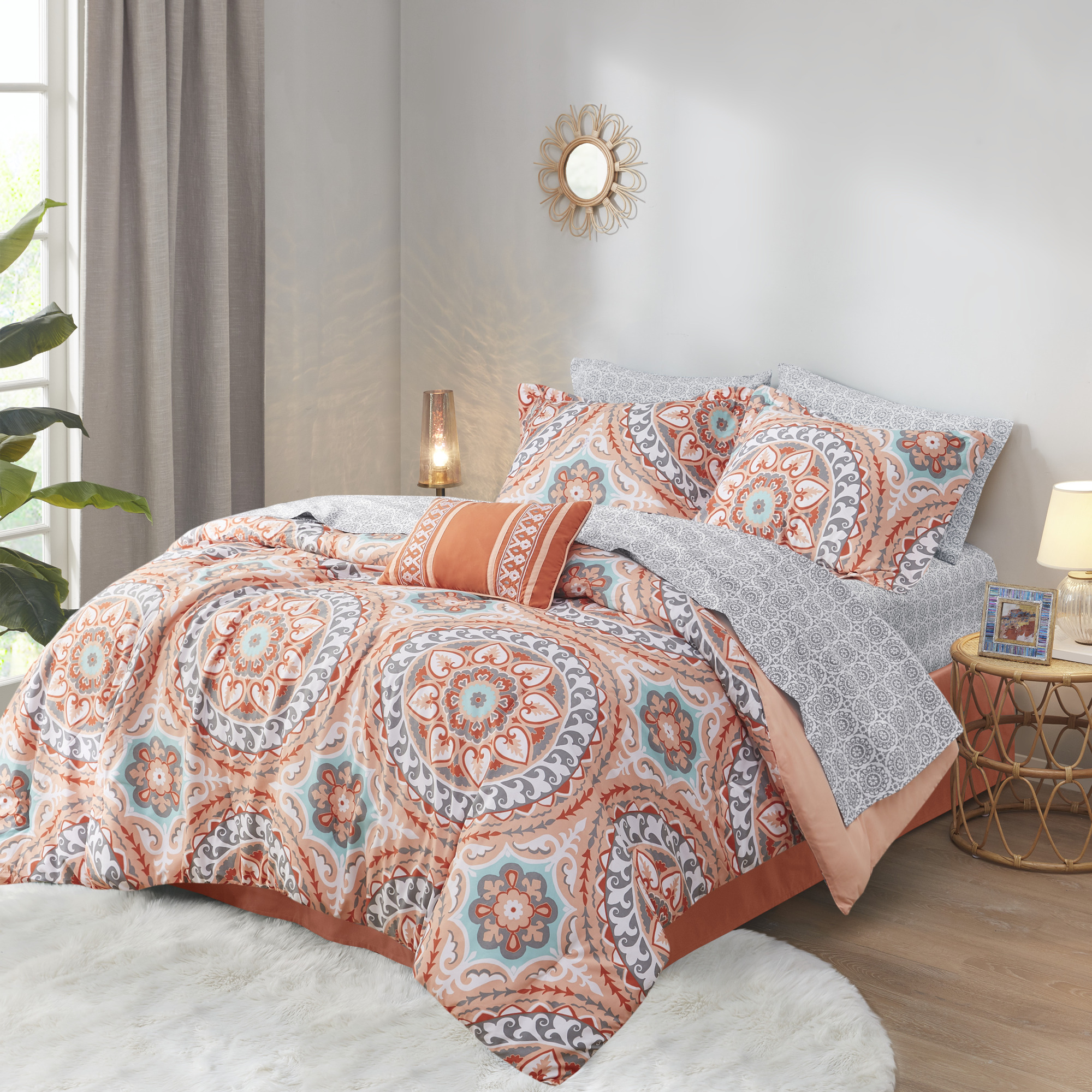 Serenity Complete Bed and Sheet Set Coral 10073423 HSN