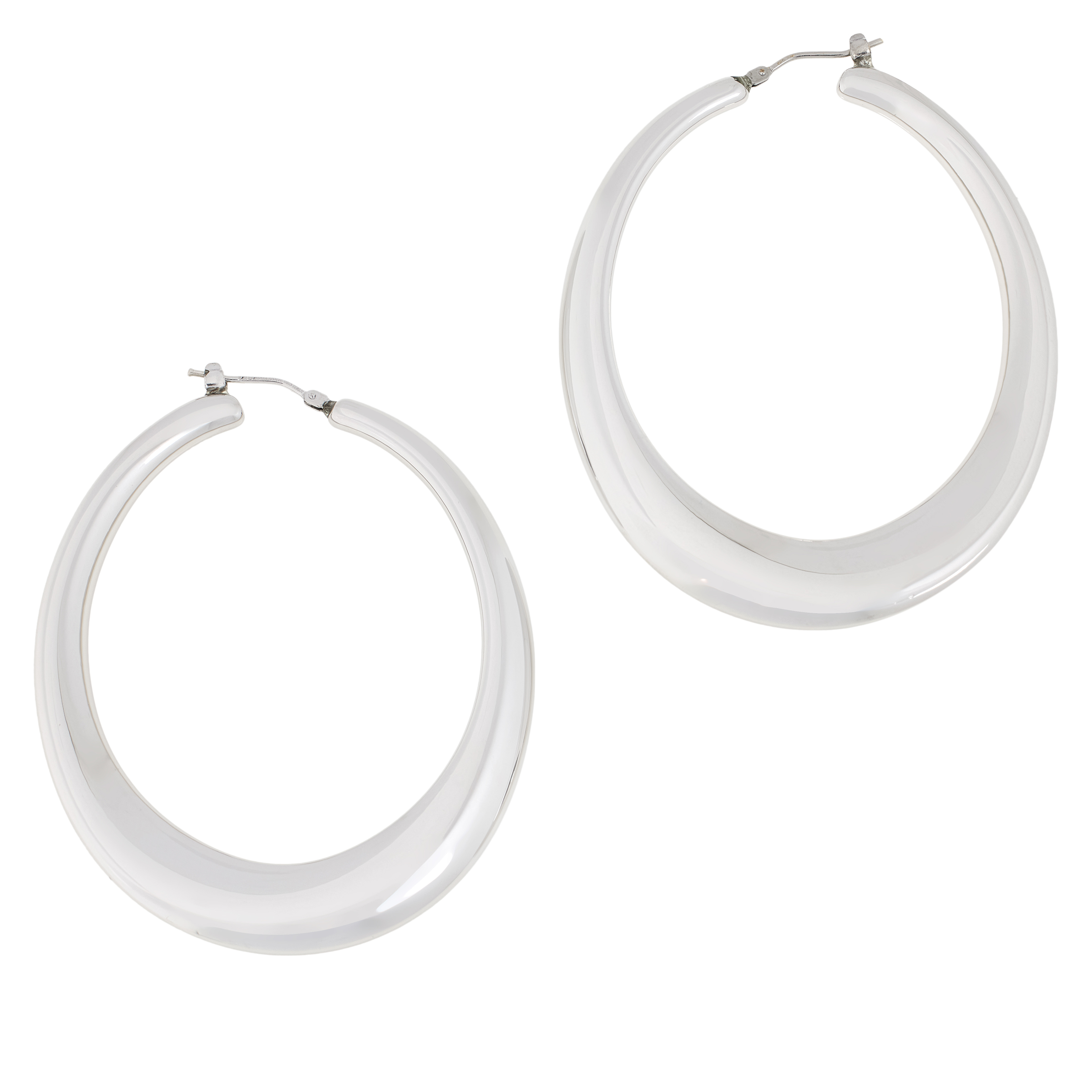 Soave Oro 14K Gold Electroform 2.5" Elongated Hoop Earrings 20739377