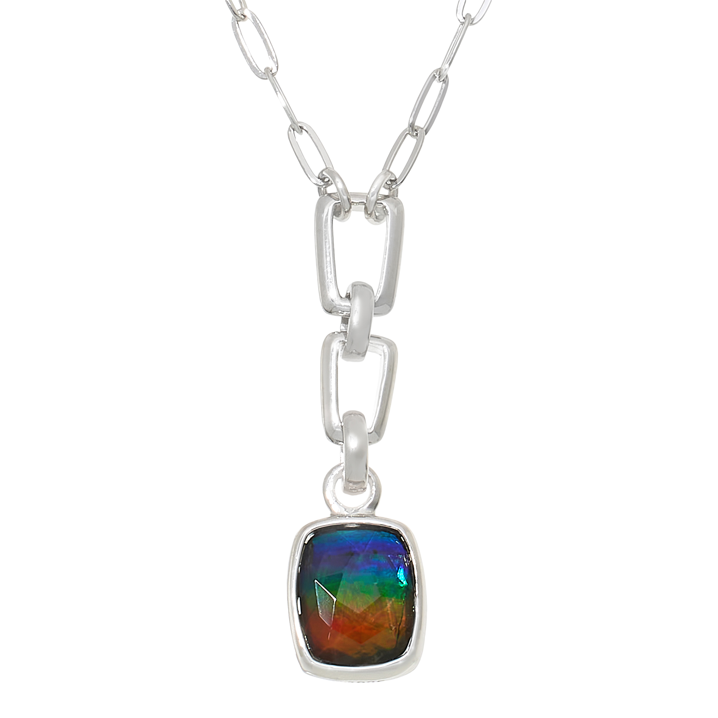 Canadian Ammolite Gems Ammolite Paperclip Link Chain Necklace