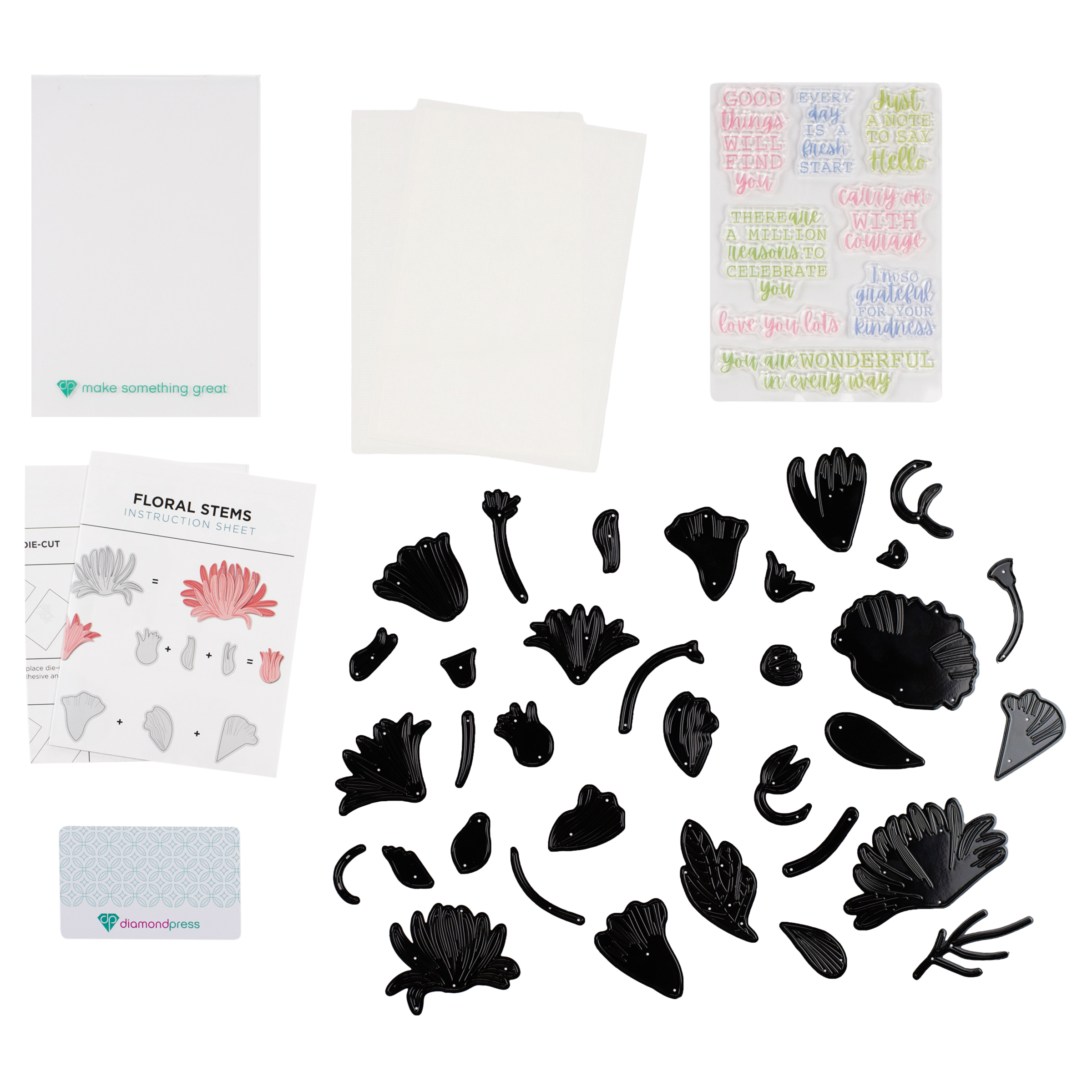 Diamond Press Floral Stems Stamp and Die Kit | HSN