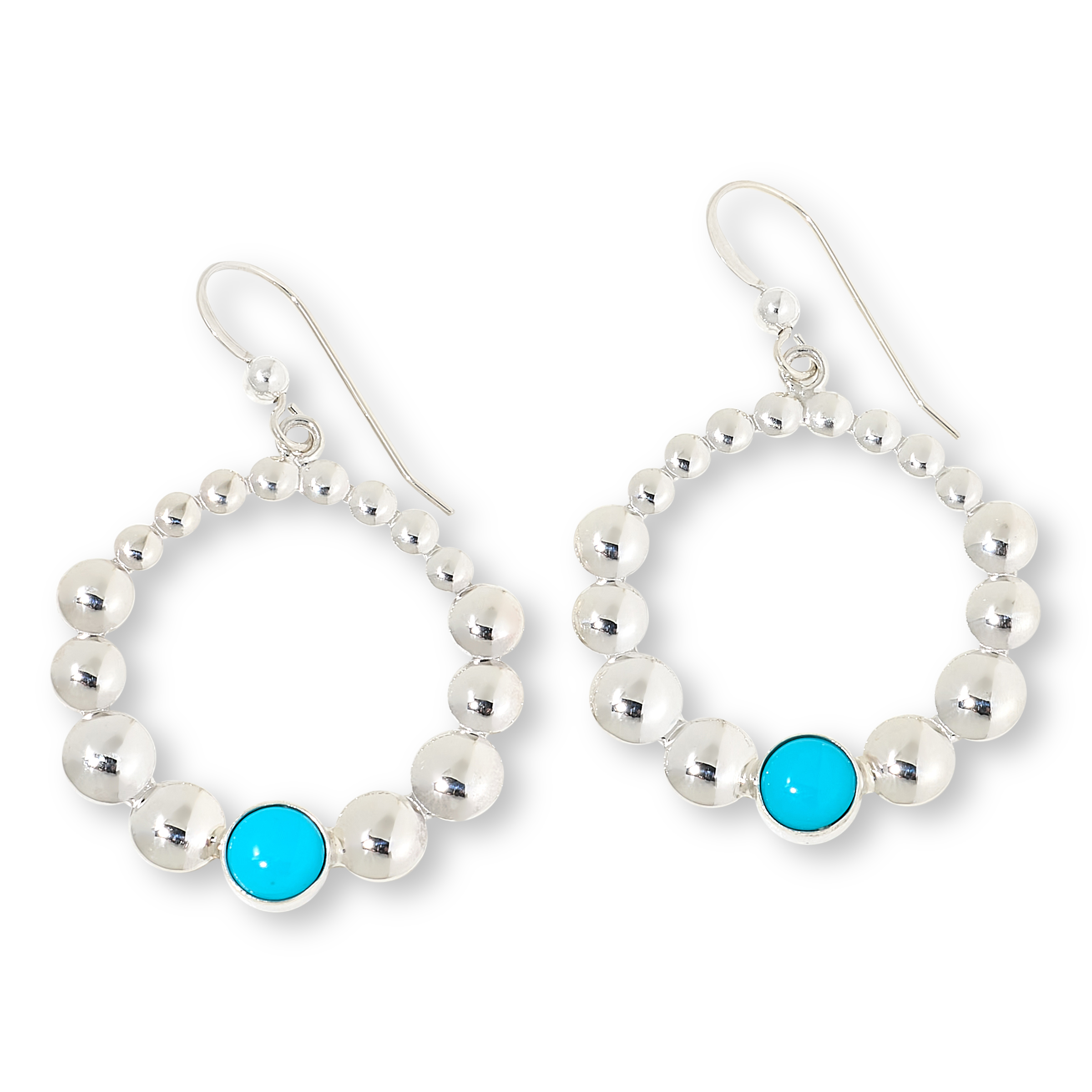 Jay King Sterling Silver Sleeping Beauty Turquoise Hoop Drop Earrings | HSN