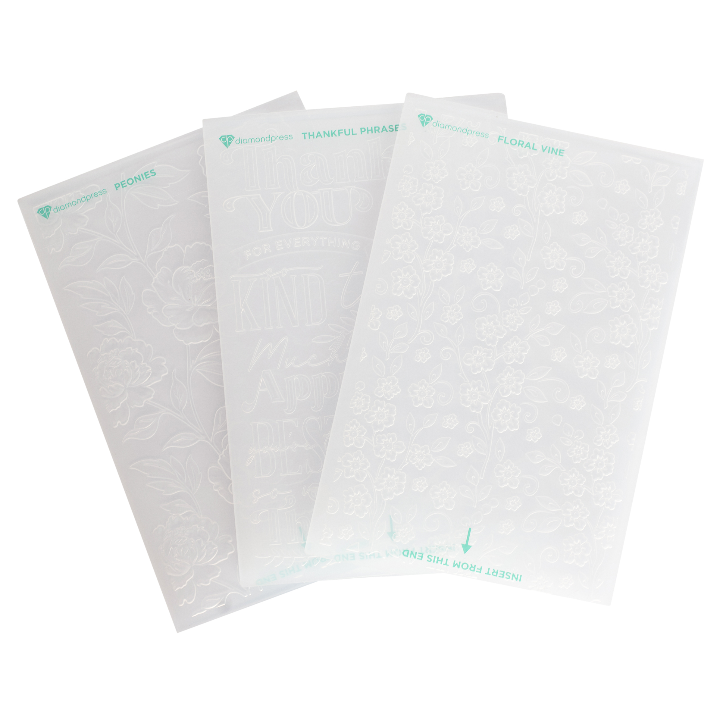 Diamond Press Thank You 3D Embossing Folders - Set of 3 | HSN