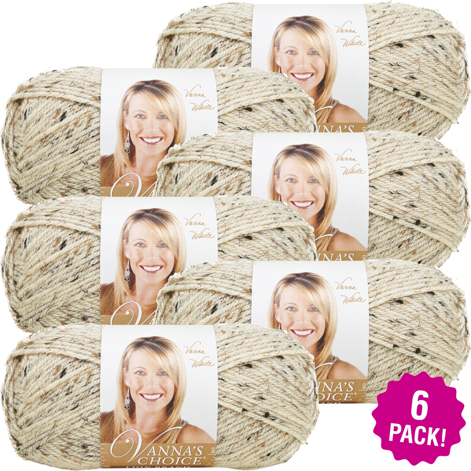 Lion Brand Vannas Choice Yarn, Pack of 6 - Oatmeal - 9257334 | HSN