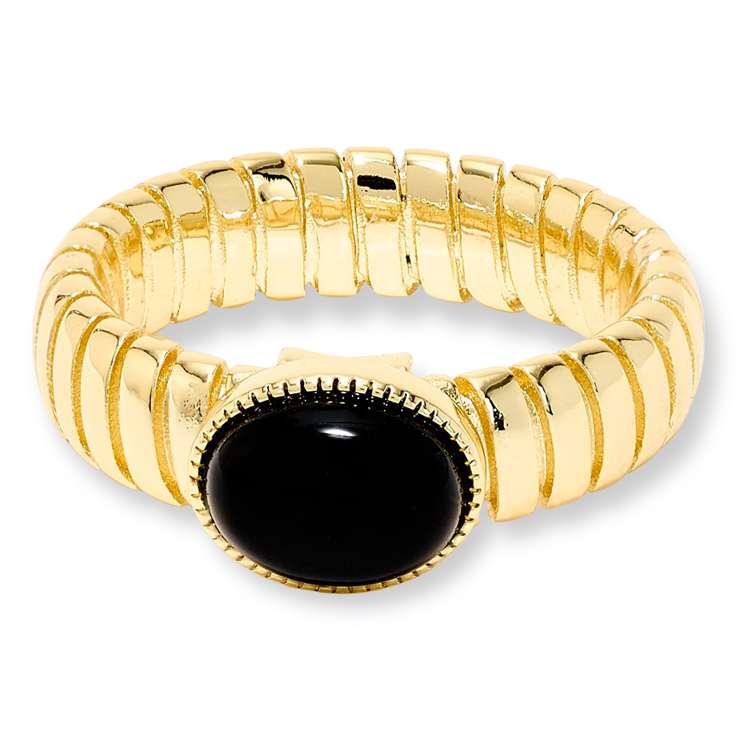 Bellezza Goldtone Bronze Black Onyx Ridged Ring | HSN