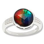 Canadian Ammolite Gems Sterling Silver Round Ammolite Ring - 23276502 | HSN