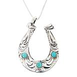 Chaco Canyon Sterling Silver Turquoise Horseshoe Pendant with Chain ...