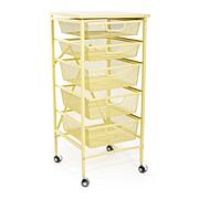 Oceanstar Bamboo Kitchen Trolley 8774774 Hsn Origami 5 Drawer Cart With Wooden Top