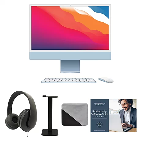 Apple iMac 24" M1 256GB SSD, 8-Core CPU, 8-Core GPU Bundle | HSN