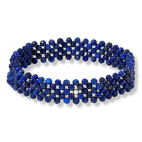 Jay King Faceted Blue Lapis Woven Bead Stretch Bracelet | HSN