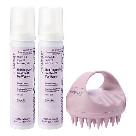 Keranique 120-Day Hair Regrowth Foam System with Scalp Massager AS