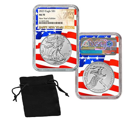 2023 MS70 NGC Silver Eagle Dollar New Year's Edition with Flag