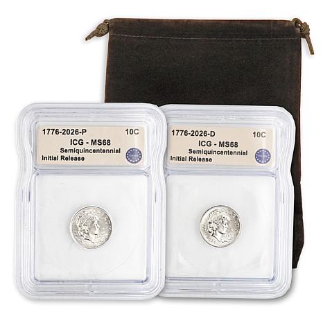 2026 MS68 ICG P- & D-Mint Initial Release Dual-Date Liberty Dimes