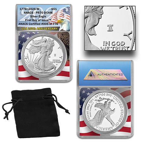 2026 PR70 FDOI LE 776 Silver Eagle w/250th Anniversary Liberty