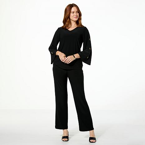 Antthony 2-piece Rhinestone Grommet Top & Pull-On Pant Set