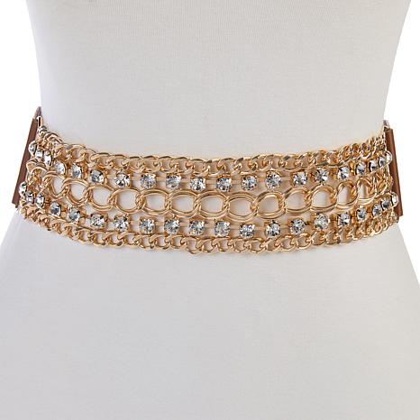 Antthony Rhinestone Embellishment Chain Stretch Belt