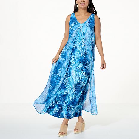 Antthony Split V-Neck Double Layer Maxi Dress 20800262 HSN
