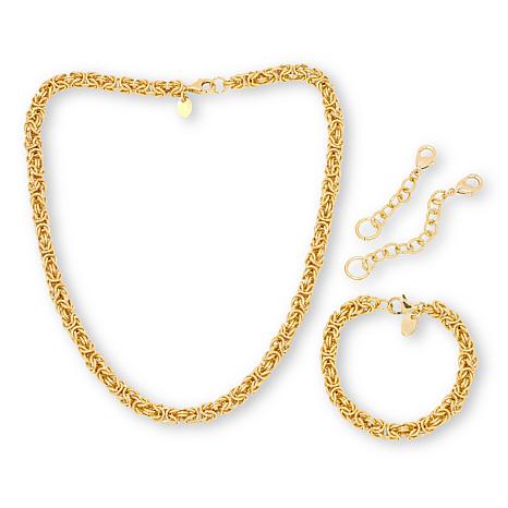 Bellezza Bronze Byzantine Chain Necklace and Bracelet 2-piece Set