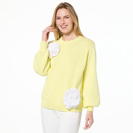 C Wonder by Christian Siriano Cotton Yarn 3D Flower Top