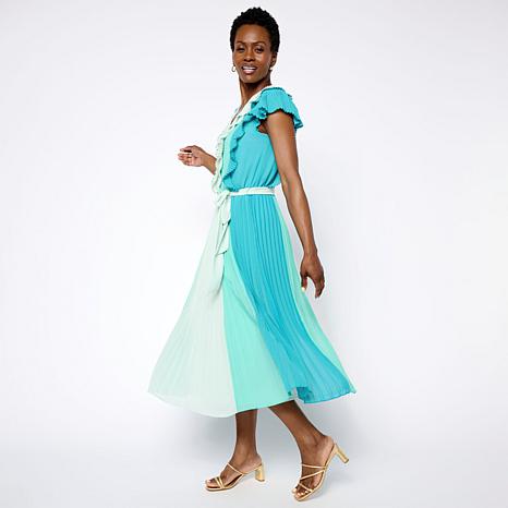 C Wonder by Christian Siriano Pleated Ruffle Dress | HSN