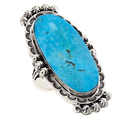 Chaco Canyon Sterling Silver Kingman Turquoise Oval Ring - 20665826 | HSN