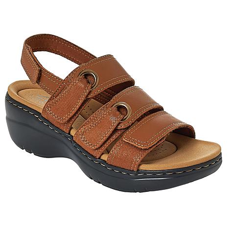 Clarks Collection Merliah2 Bali Leather Slingback Wedge Sandals