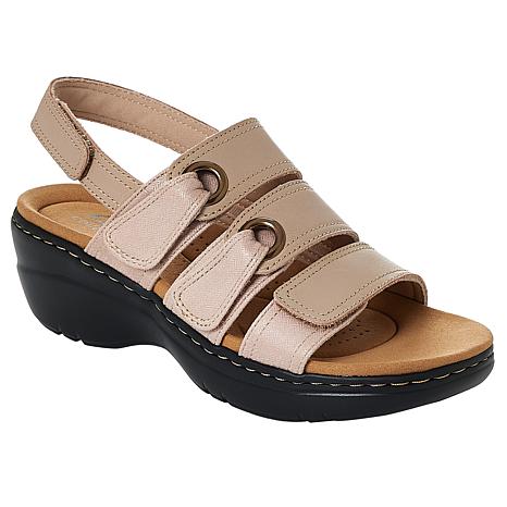 Clarks Collection Merliah2 Bali Leather Slingback Wedge Sandals