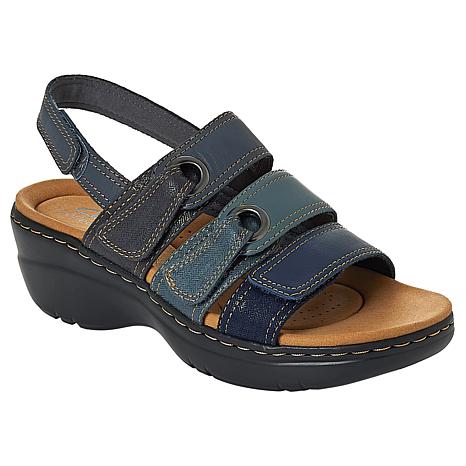 Clarks Collection Merliah2 Bali Leather Slingback Wedge Sandals