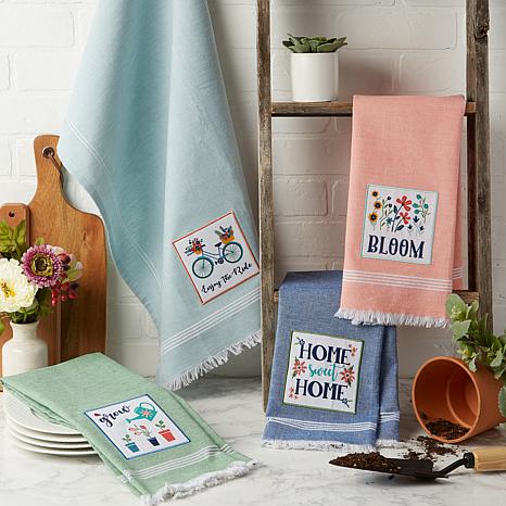 Design Imports Bloom Garden Embellished Kitchen Towel 4 Pack Bloom Garden Embellished Kitchen Towel