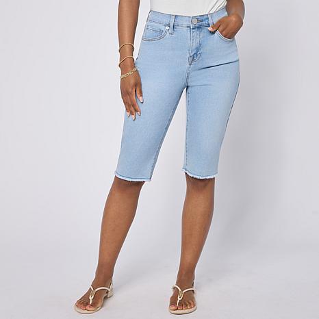 $39.95, Was $49.95, 20% Off! DG2 by Diane Gilman Legacy Stretch Denim Fray Hem Bermuda Short dealfomo