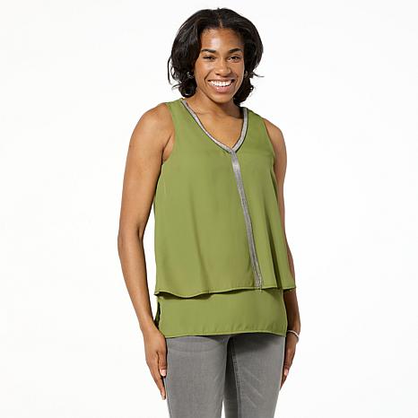 DG2 by Diane Gilman Micro-Chain Embellished Easy Tank