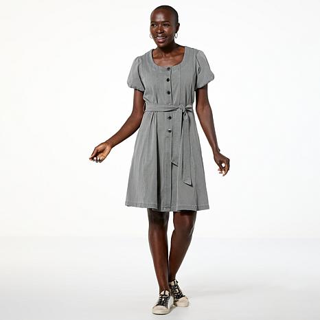 DG2 by Diane Gilman Puff-Sleeve Scoopneck Dress