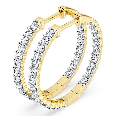 Éthique 14K Gold 1ctw Lab-Grown Diamond Inside/Outside Hoop Earrings ...